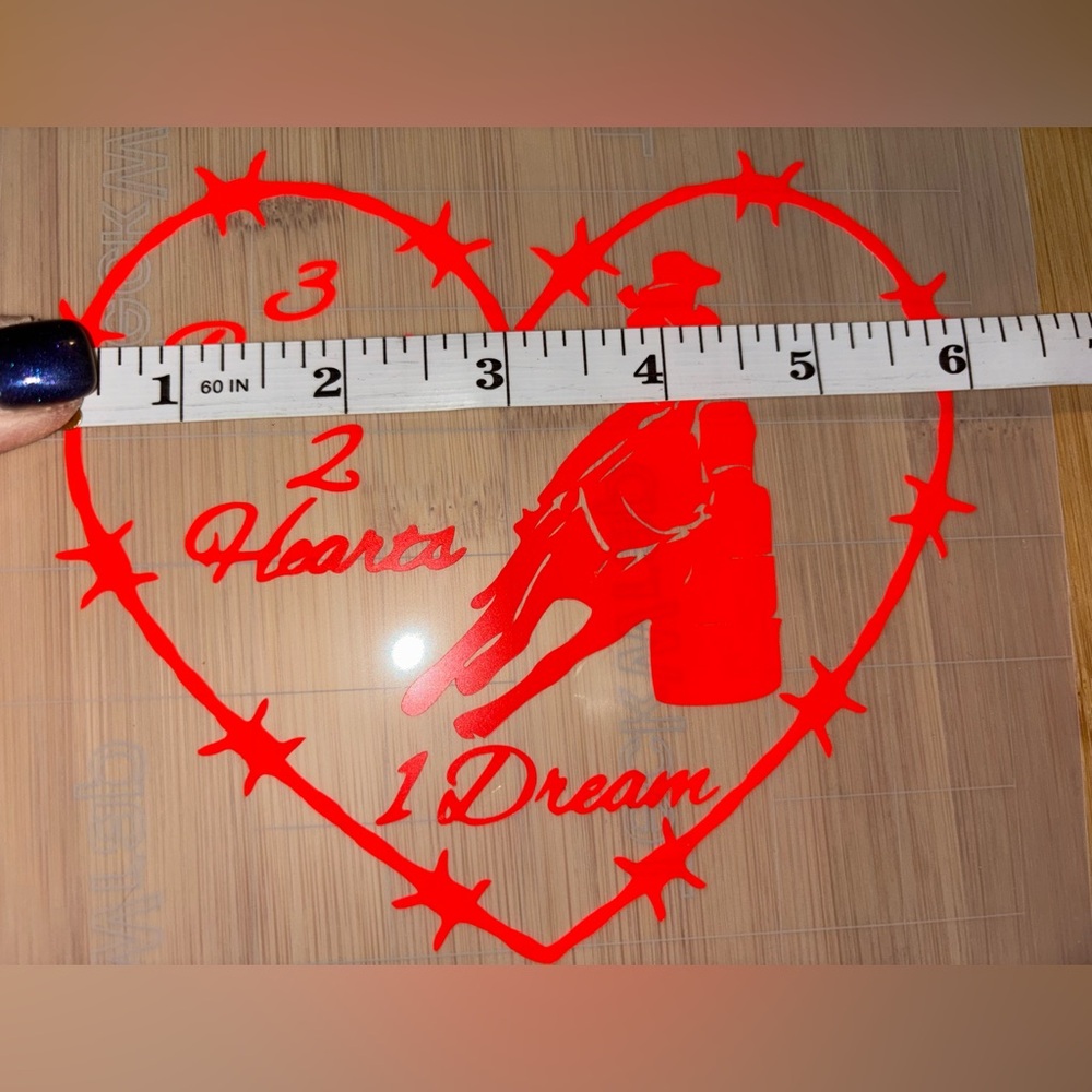 Red Rodeo Heart Car Decal - Picture 3 of 3